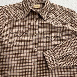 Vintage‎ Wrangler Shirt *Women Medium* Button Up Western Pearl Snap Flap Pockets